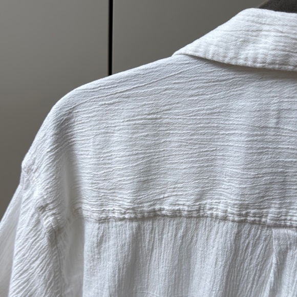 Standard Cloth White Casual Button Down Shirt with Textured Fabric - Picture 12 of 14